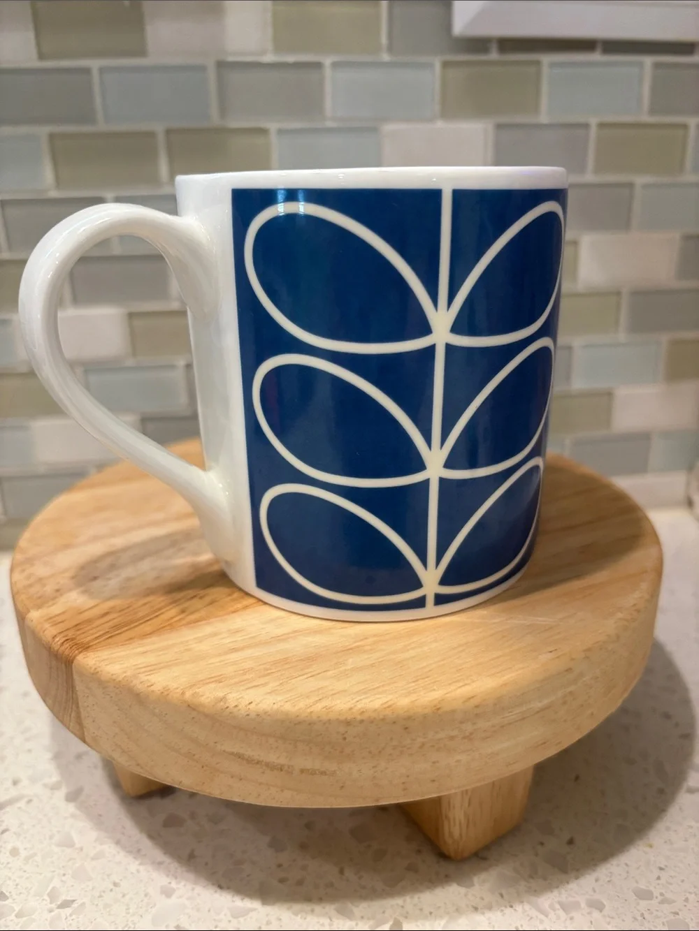 Orla Kiely Blue Linear Stem Bone China Mug 350ml NWOT
